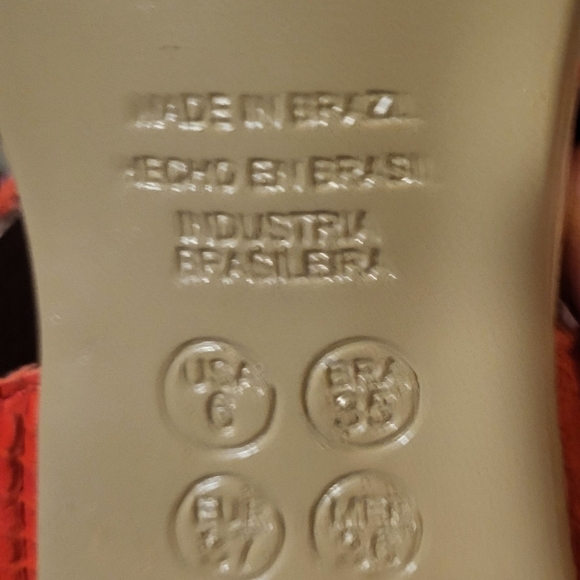 Malu Super Comfort Orange Block Heel Sandals Made In Brazil Size 6 - Picture 6 of 6